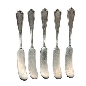 Set Of 5 Silverplate Butter Spreaders By Wm Rogers Mfg Co Art Deco Design A 205